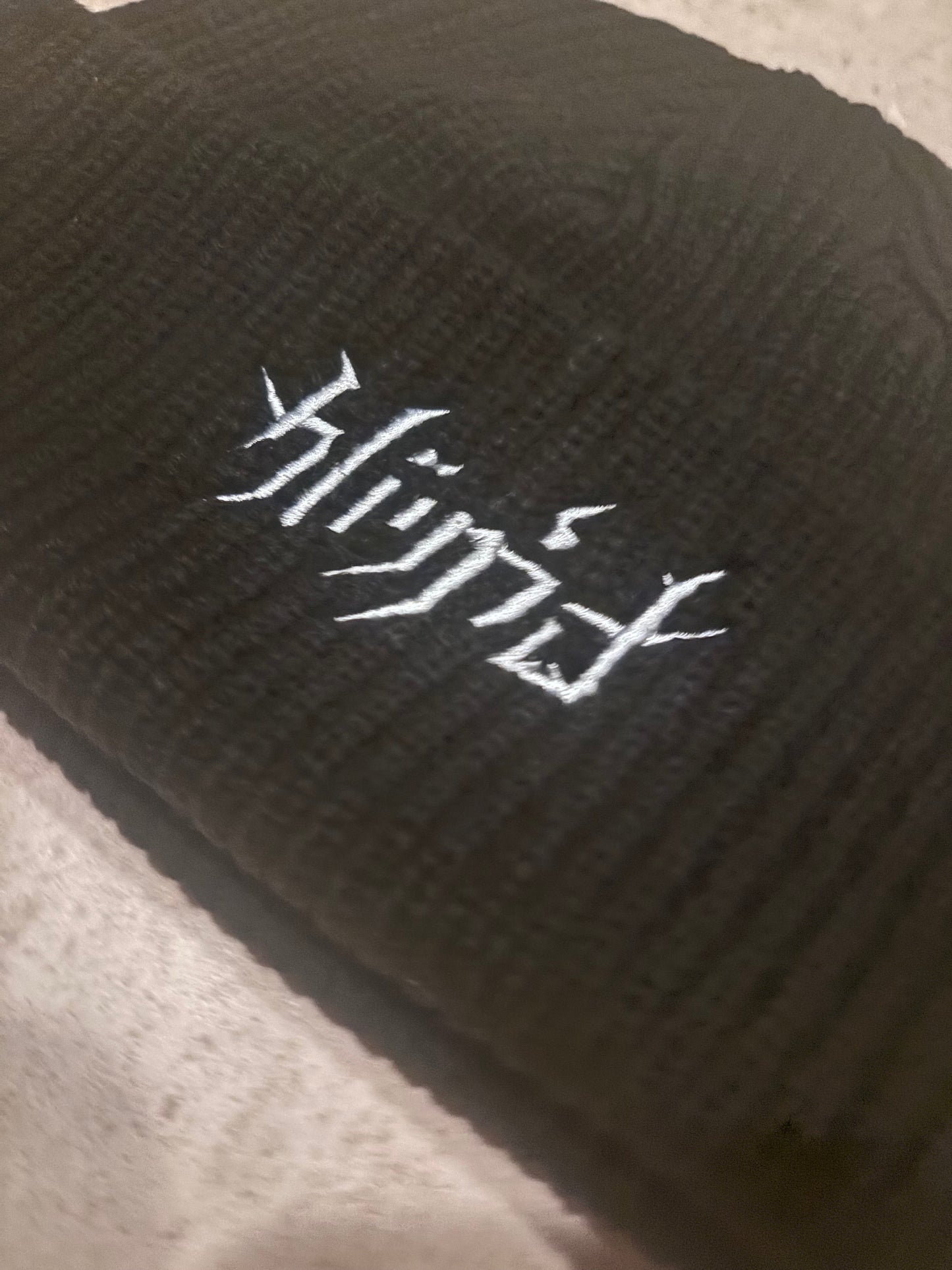 Embroided Shadow Script Beanie