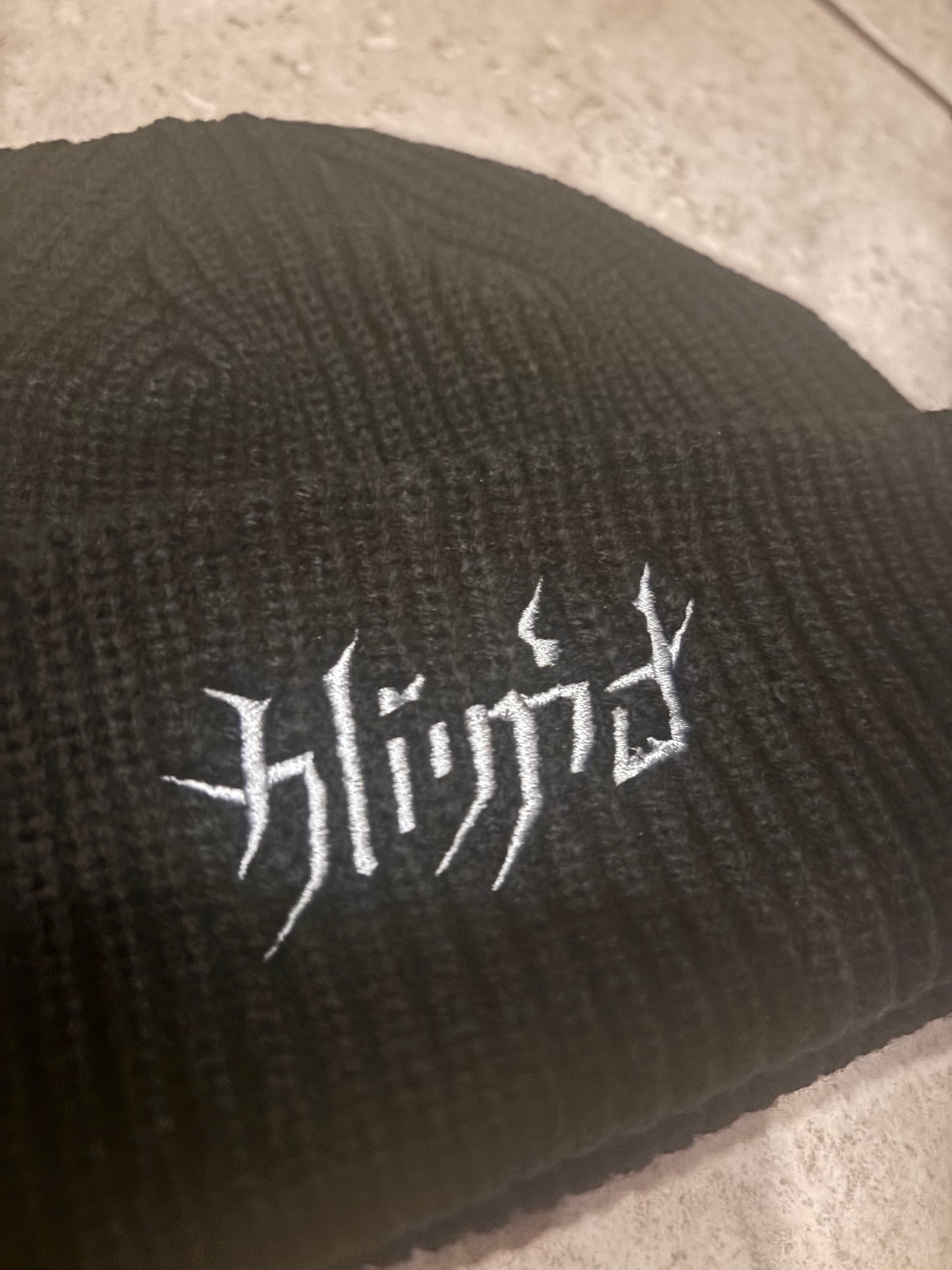 Embroided Shadow Script Beanie